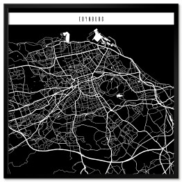 Plakat w ramie Mapy miast świata - Edynburg - czarna