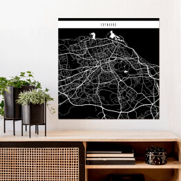 Plakat samoprzylepny Mapy miast świata - Edynburg - czarna