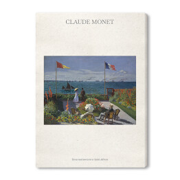 Obraz na płótnie Claude Monet "Taras nad morzem w Saint Adresse" - reprodukcja z napisem. Plakat z passe partout