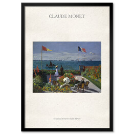 Plakat w ramie Claude Monet "Taras nad morzem w Saint Adresse" - reprodukcja z napisem. Plakat z passe partout