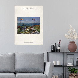 Plakat Claude Monet "Taras nad morzem w Saint Adresse" - reprodukcja z napisem. Plakat z passe partout