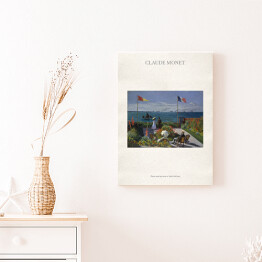 Obraz na płótnie Claude Monet "Taras nad morzem w Saint Adresse" - reprodukcja z napisem. Plakat z passe partout