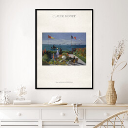 Plakat w ramie Claude Monet "Taras nad morzem w Saint Adresse" - reprodukcja z napisem. Plakat z passe partout