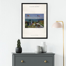 Obraz w ramie Claude Monet "Taras nad morzem w Saint Adresse" - reprodukcja z napisem. Plakat z passe partout