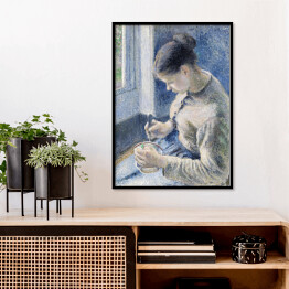 Plakat w ramie Camille Pissarro Młoda kobieta przy kawie. Reprodukcja