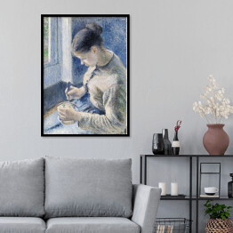Plakat w ramie Camille Pissarro Młoda kobieta przy kawie. Reprodukcja