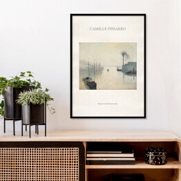 Plakat w ramie Camille Pissarro "Wyspa Lacroix Rouen we mgle" - reprodukcja z napisem. Plakat z passe partout