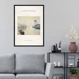 Plakat w ramie Camille Pissarro "Wyspa Lacroix Rouen we mgle" - reprodukcja z napisem. Plakat z passe partout