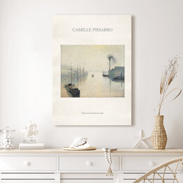 Obraz na płótnie Camille Pissarro "Wyspa Lacroix Rouen we mgle" - reprodukcja z napisem. Plakat z passe partout