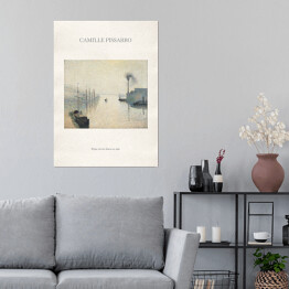 Plakat samoprzylepny Camille Pissarro "Wyspa Lacroix Rouen we mgle" - reprodukcja z napisem. Plakat z passe partout