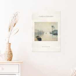Plakat samoprzylepny Camille Pissarro "Wyspa Lacroix Rouen we mgle" - reprodukcja z napisem. Plakat z passe partout