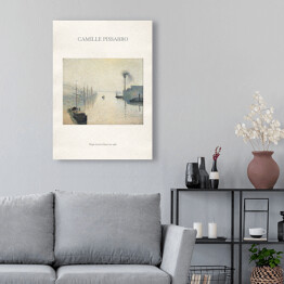 Obraz na płótnie Camille Pissarro "Wyspa Lacroix Rouen we mgle" - reprodukcja z napisem. Plakat z passe partout