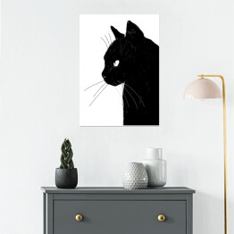 Plakat samoprzylepny Ilustracja - czarny kot 