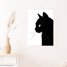 Plakat samoprzylepny Ilustracja - czarny kot 