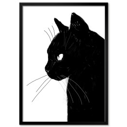 Plakat w ramie Ilustracja - czarny kot 