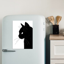 Magnes dekoracyjny Ilustracja - czarny kot 