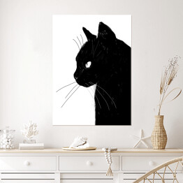 Plakat Ilustracja - czarny kot 