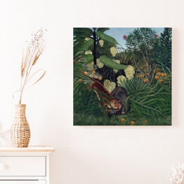 Obraz na płótnie Henri Rousseau "Walka pomiędzy tygrysem a bawołem" - reprodukcja