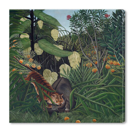 Obraz na płótnie Henri Rousseau "Walka pomiędzy tygrysem a bawołem" - reprodukcja