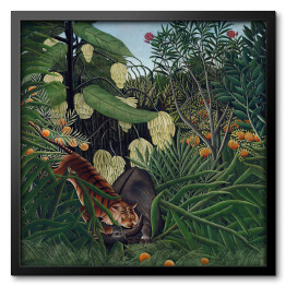 Obraz w ramie Henri Rousseau "Walka pomiędzy tygrysem a bawołem" - reprodukcja