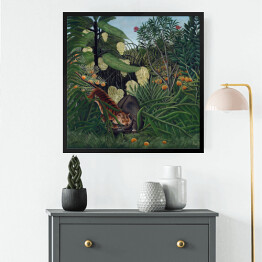 Obraz w ramie Henri Rousseau "Walka pomiędzy tygrysem a bawołem" - reprodukcja