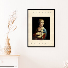 Plakat w ramie Leonardo da Vinci "Dama z łasiczką" - reprodukcja z napisem. Plakat z passe partout