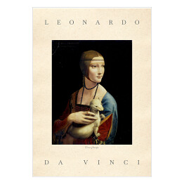 Plakat samoprzylepny Leonardo da Vinci "Dama z łasiczką" - reprodukcja z napisem. Plakat z passe partout
