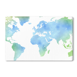 Obraz na płótnie Akwarelowa mapa świata na jasnym tle