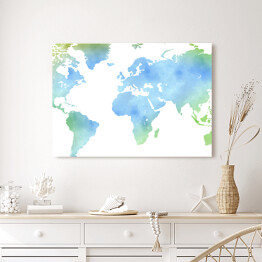 Obraz klasyczny Akwarelowa mapa świata na jasnym tle