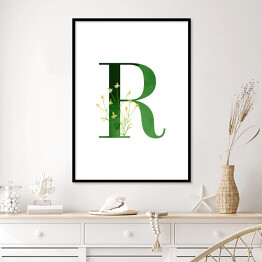 Plakat w ramie Roślinny alfabet - litera R jak rumianek