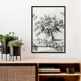 Plakat w ramie Jean Bernard Martwa natura z kwiatami i owocami Reprodukcja w stylu vintage