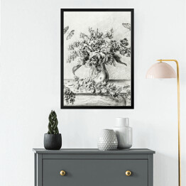Obraz w ramie Jean Bernard Martwa natura z kwiatami i owocami Reprodukcja w stylu vintage