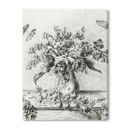 Obraz na płótnie Jean Bernard Martwa natura z kwiatami i owocami Reprodukcja w stylu vintage