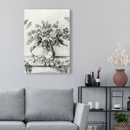 Obraz na płótnie Jean Bernard Martwa natura z kwiatami i owocami Reprodukcja w stylu vintage