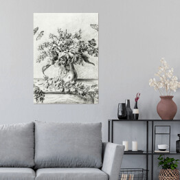Plakat samoprzylepny Jean Bernard Martwa natura z kwiatami i owocami Reprodukcja w stylu vintage