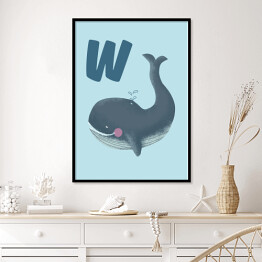 Plakat w ramie Alfabet - W jak wieloryb