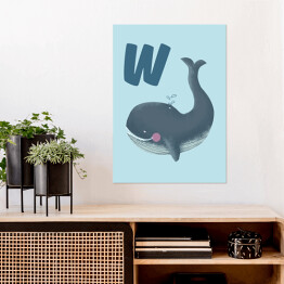 Plakat samoprzylepny Alfabet - W jak wieloryb