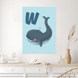 Plakat samoprzylepny Alfabet - W jak wieloryb