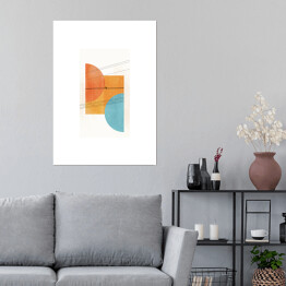 Plakat samoprzylepny Kolorowa abstrakcja geometryczna i ptak na linii wysokiego napięcia