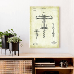 Obraz klasyczny Plakat patentowy retro korkociąg 