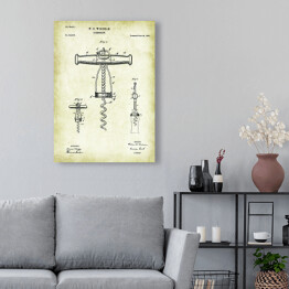 Obraz klasyczny Plakat patentowy retro korkociąg 