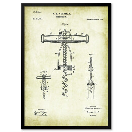 Plakat w ramie Plakat patentowy retro korkociąg 