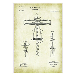 Plakat samoprzylepny Plakat patentowy retro korkociąg 