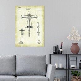 Plakat samoprzylepny Plakat patentowy retro korkociąg 