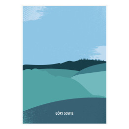 Plakat samoprzylepny Ilustracja - Góry Sowie, górski krajobraz