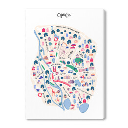 Obraz na płótnie Kolorowa mapa Opola z symbolami