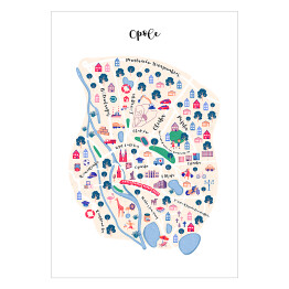 Plakat Kolorowa mapa Opola z symbolami