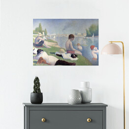 Plakat samoprzylepny Georges Seurat "Kąpiący się w Asnieres" - reprodukcja