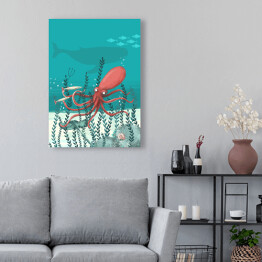 Obraz na płótnie Pod wodą - ośmiornica