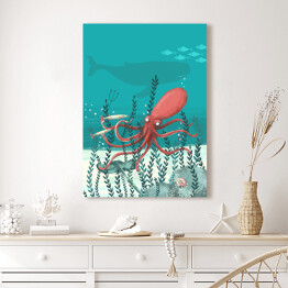 Obraz na płótnie Pod wodą - ośmiornica